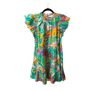 NEW House Of Harlow 1960 Tropical Print Boho Tiered Mini Dress w/Pockets Size XS